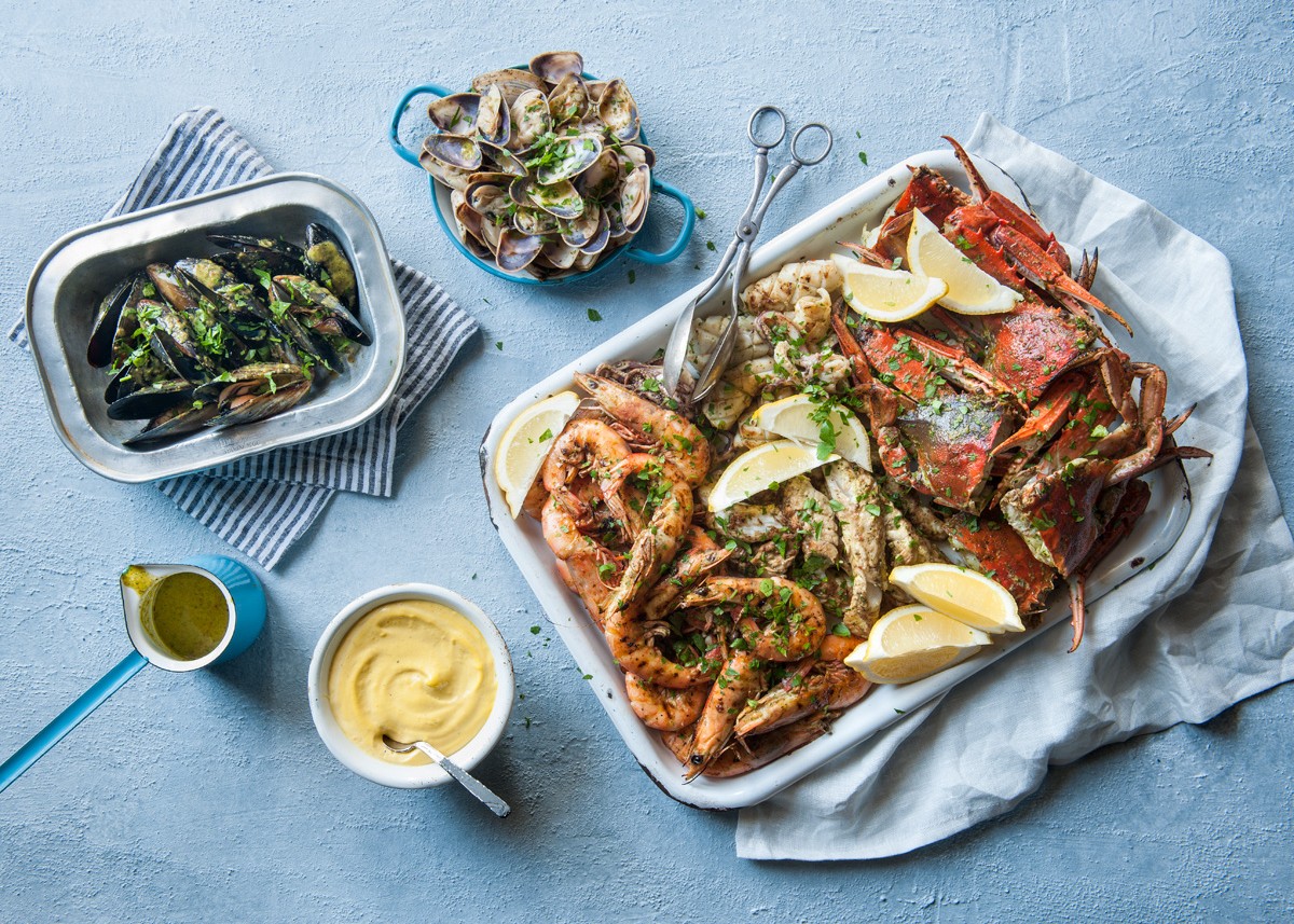 RECIPE BARBECUED SEAFOOD PLATTER WITH LEMON & SAFFRON AIOLI KIDDO Mag