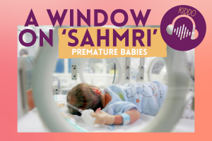 A newborn in an incubator with the words 'A Window on SAHMRI - Preterm babies'.