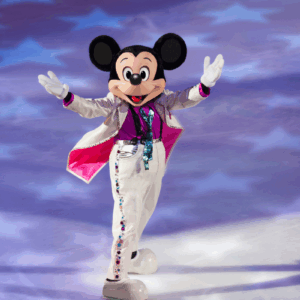 Disney on Ice performance, featuring colorful characters and ice skating routines.