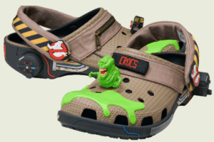 Pair of Ghostbusters Crocs Clogs.