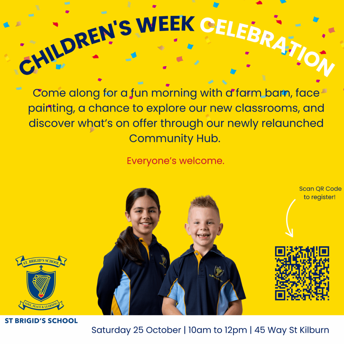 A vibrant children's week celebration with kids participating in games, crafts, and joyful activities.