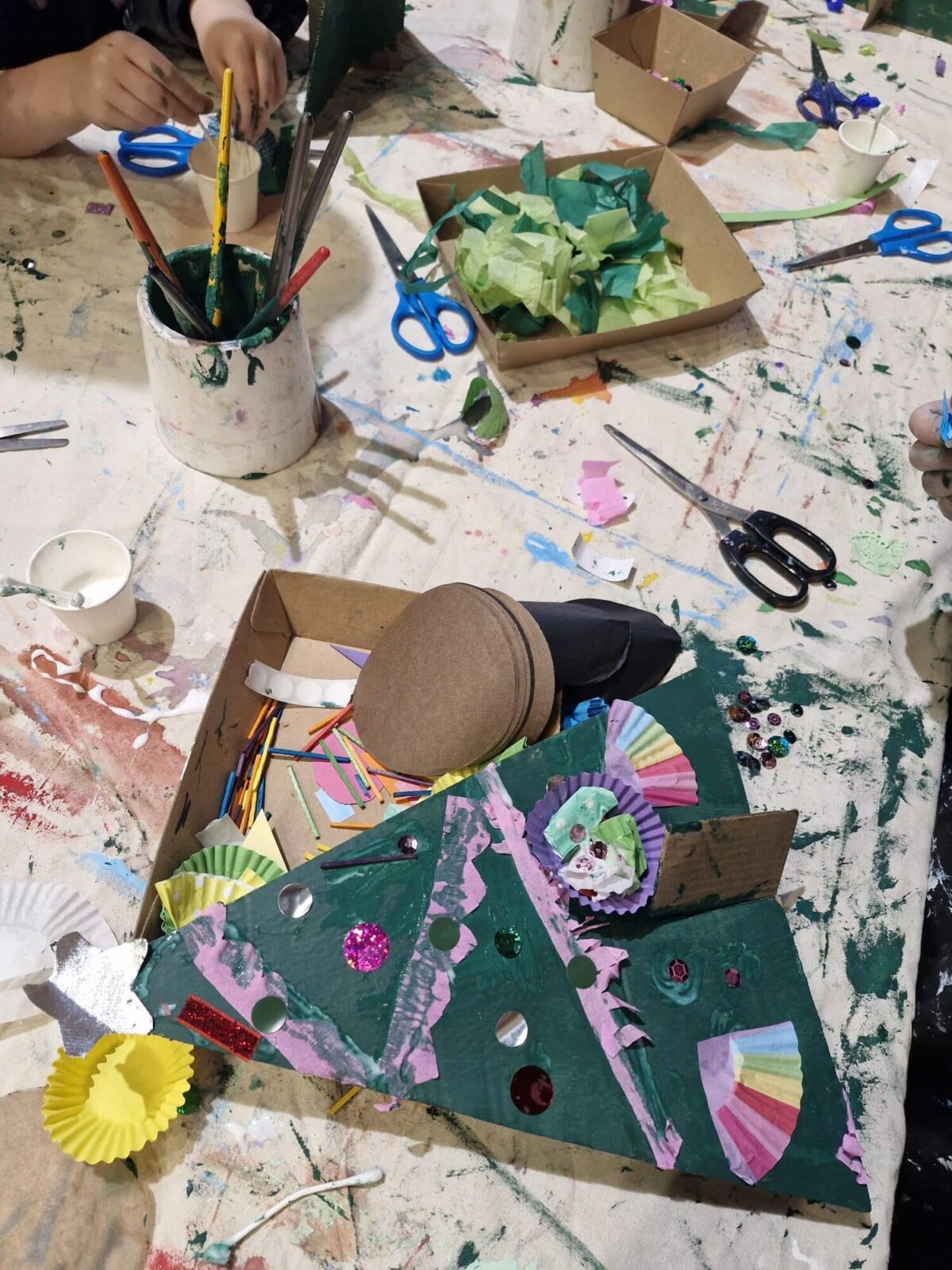 Christmas craft on a table.