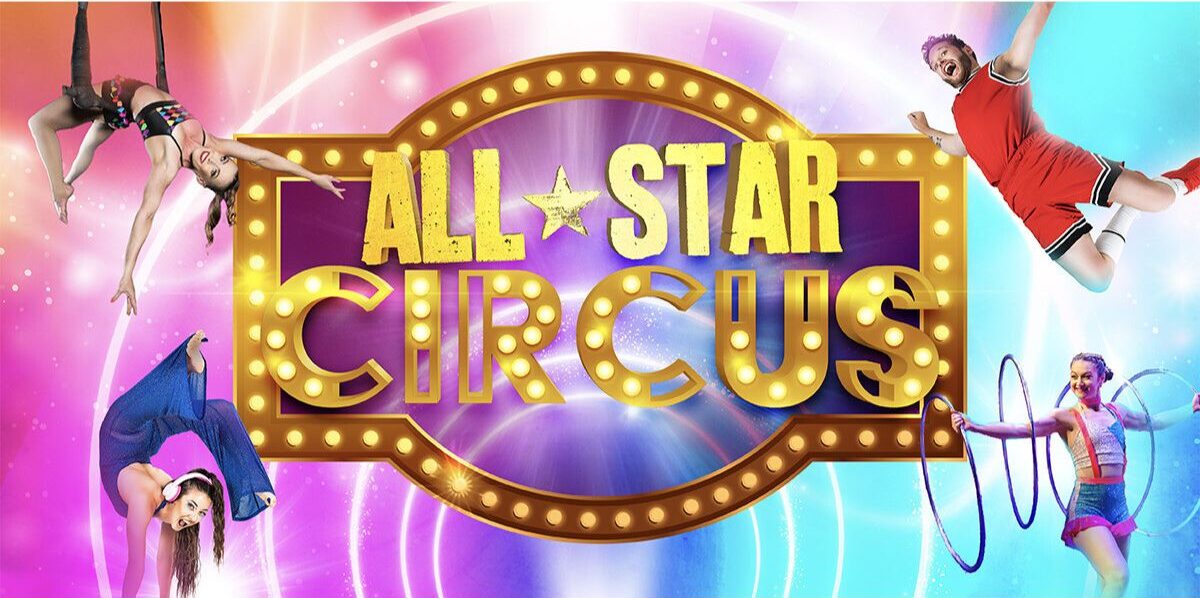 Colorful All Star Circus logo featuring stars and circus elements, representing entertainment and excitement.