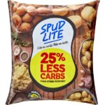 image of spud lite potato packaging containing images of potatoes and ingredients
