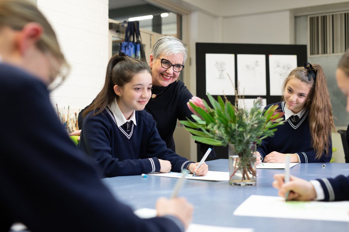 St Dominics Students learn in a creative class. 