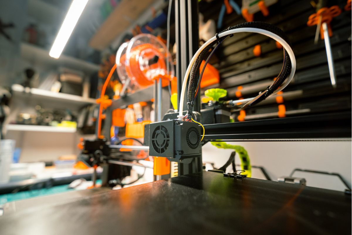 3D Printing machine displaying colourful technology.