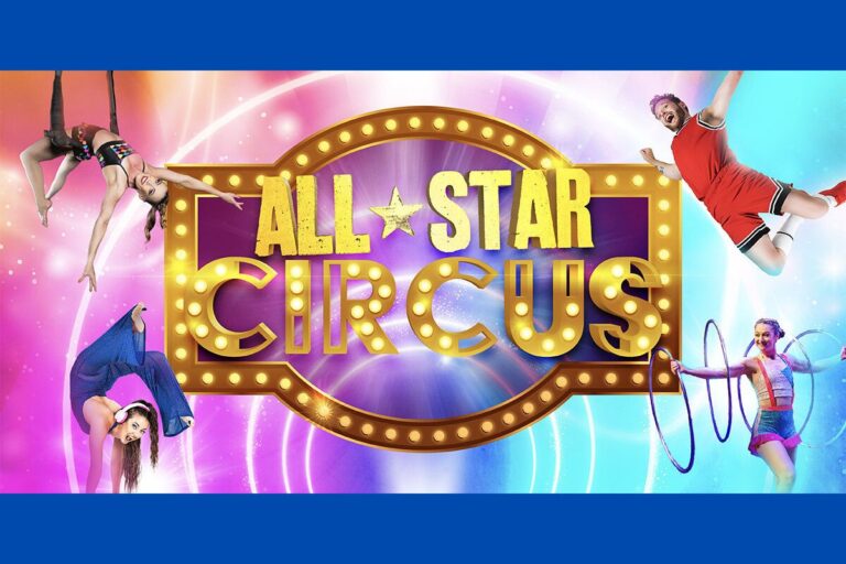 Colourful All Star Circus logo featuring stars and circus elements, representing entertainment and excitement.