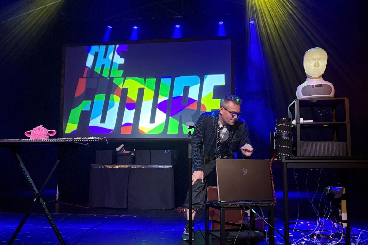 Adelaide Fringe performer Charlie Caper - The Future on stage.