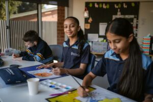 students in a classroom working.