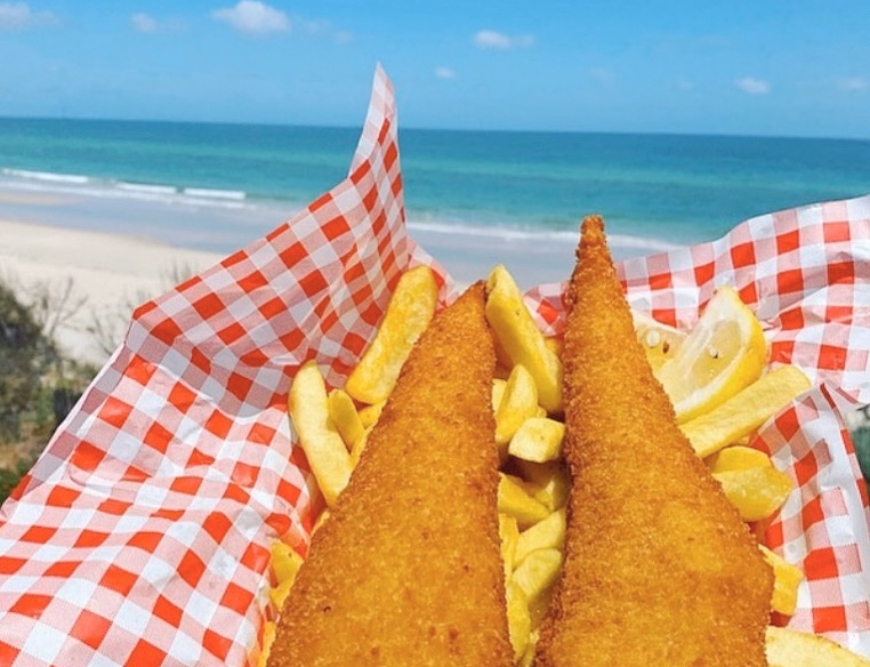 Stunned Mullet fish and chips