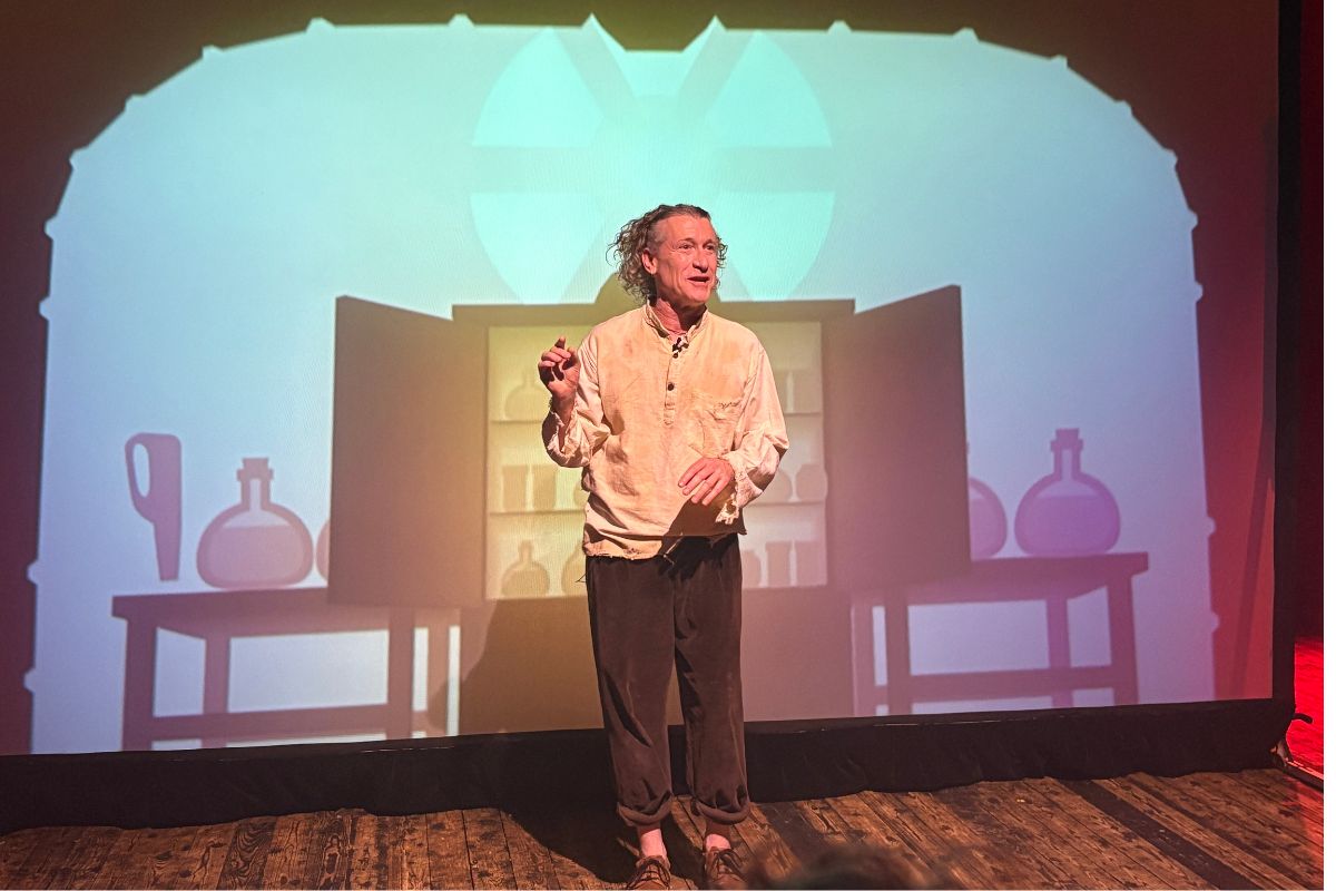 David Collins performs the Luck Child on stage at Adelaide Fringe.