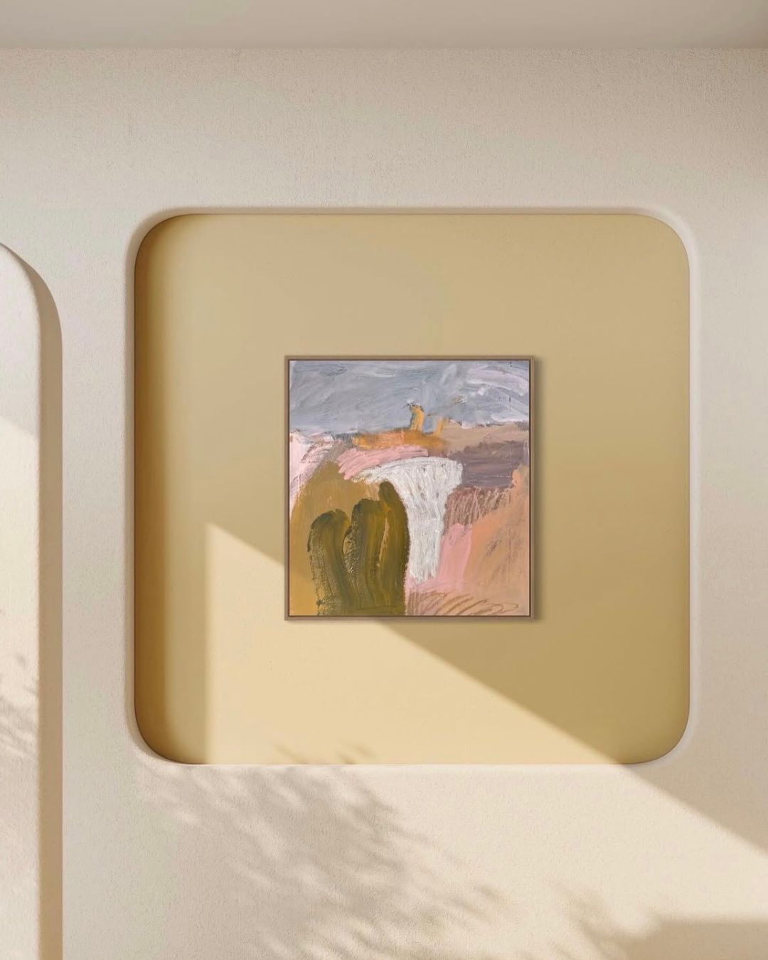 Art work by Madeleine Collopy hanging on a wall.