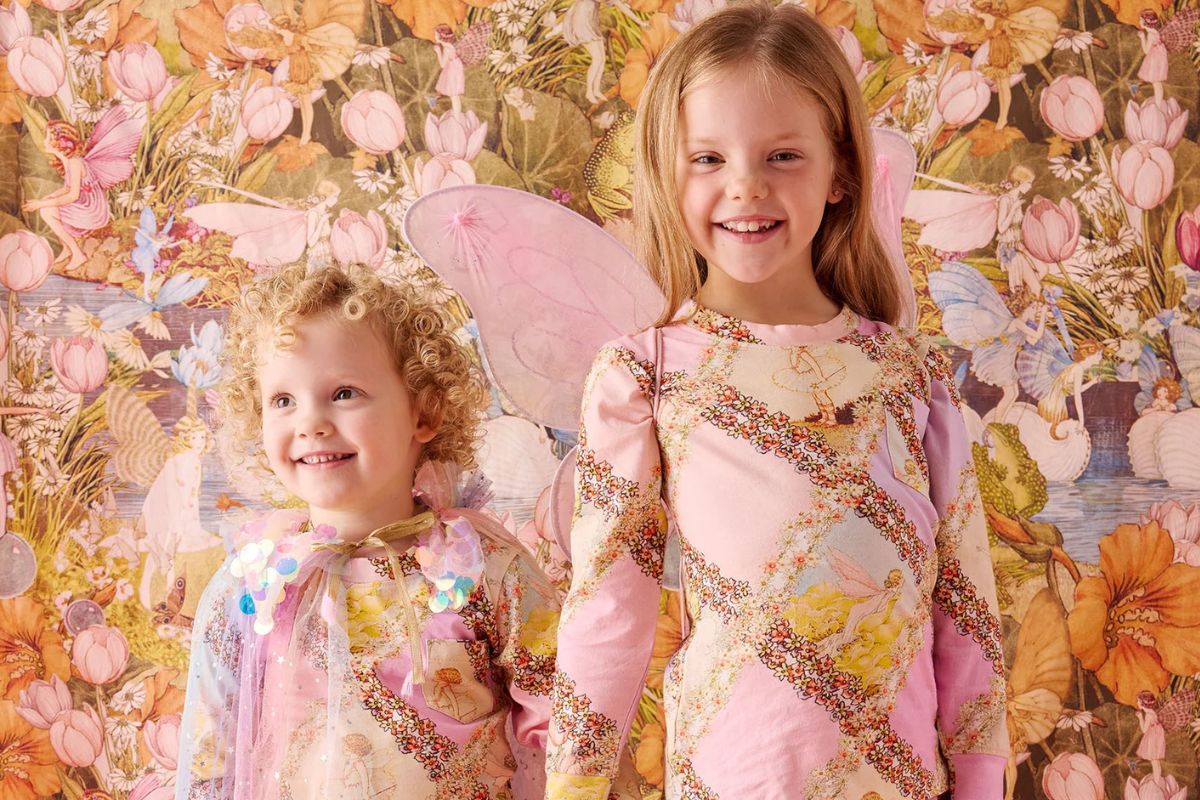 Two girls wearing Kip & Co Fairyland collection kids clothing.