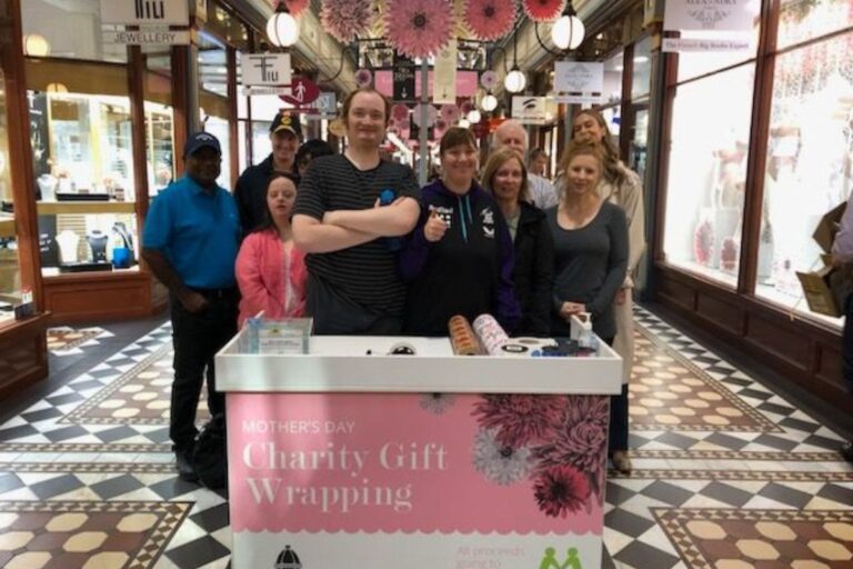 Minda - Mother's Day gift wrapping volunteers - group photo in Adelaide Arcade.