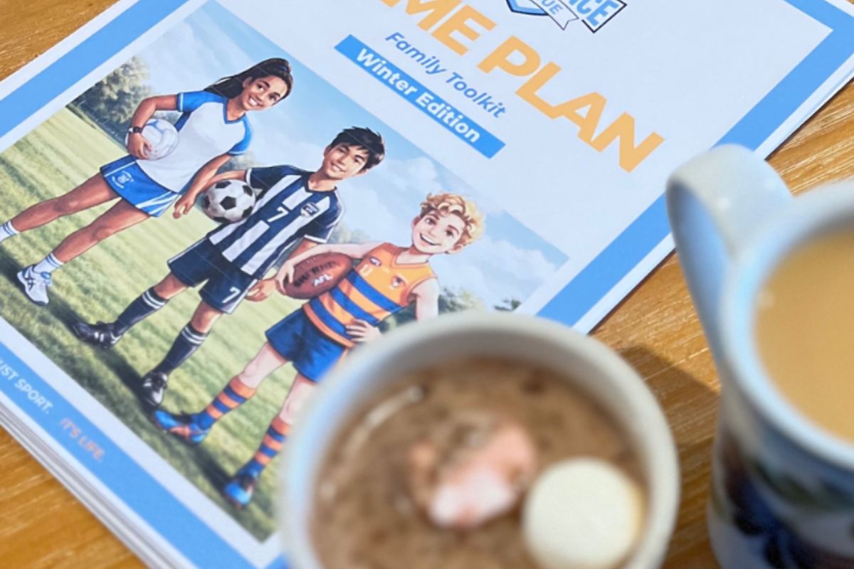 The Resilience League Game Plan cover with hot chocolates.