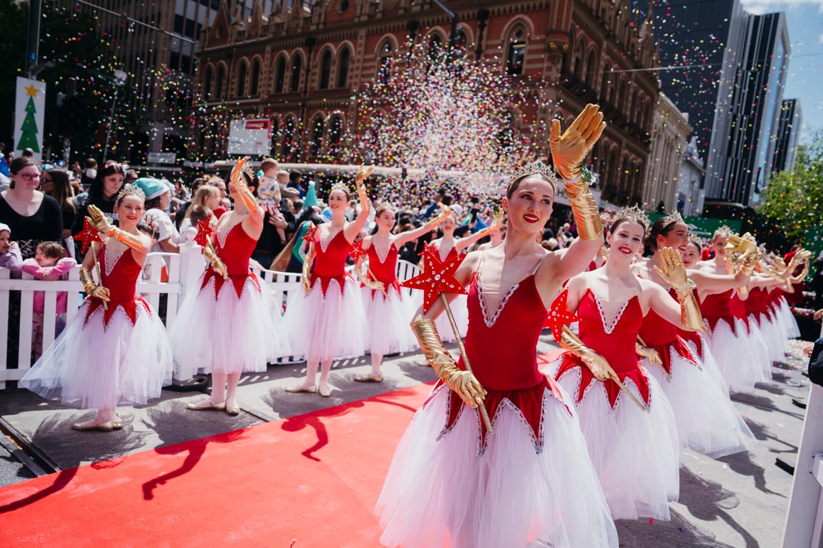 Colourful floats and performers at the Adelaide Christmas Pageant