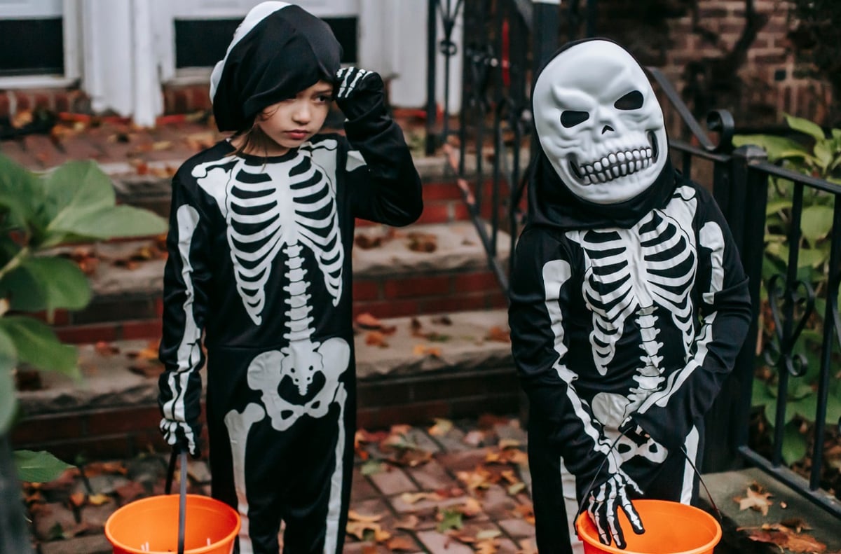 Kids Halloween costumes displayed in store