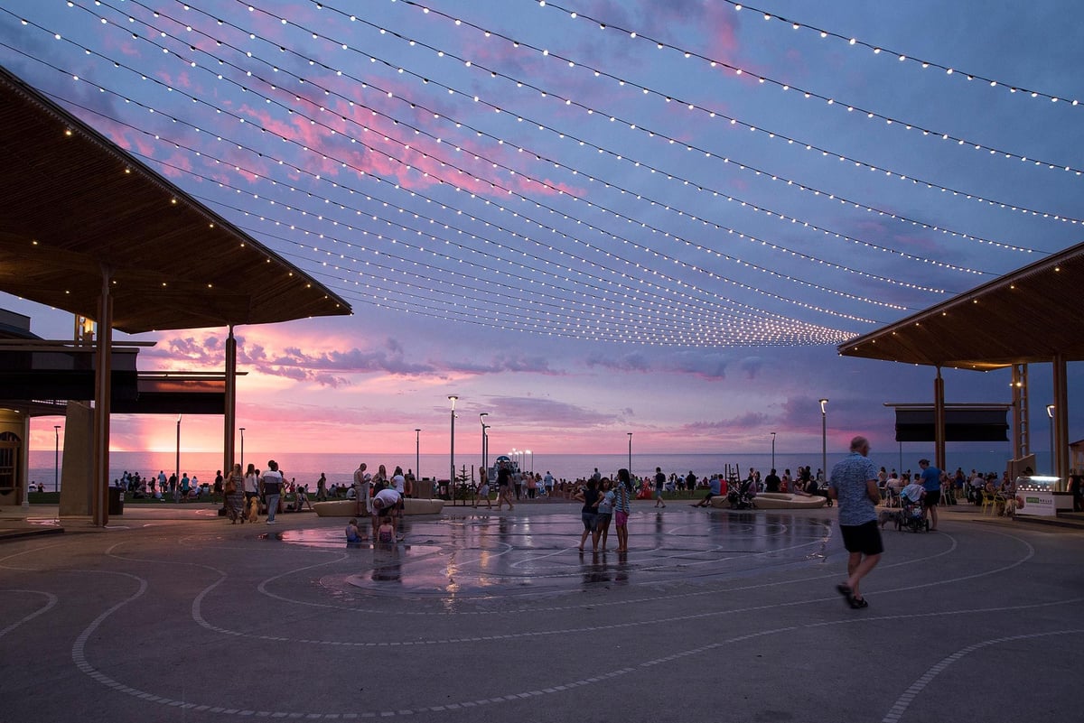 Henley Beach jetty and foreshore with families