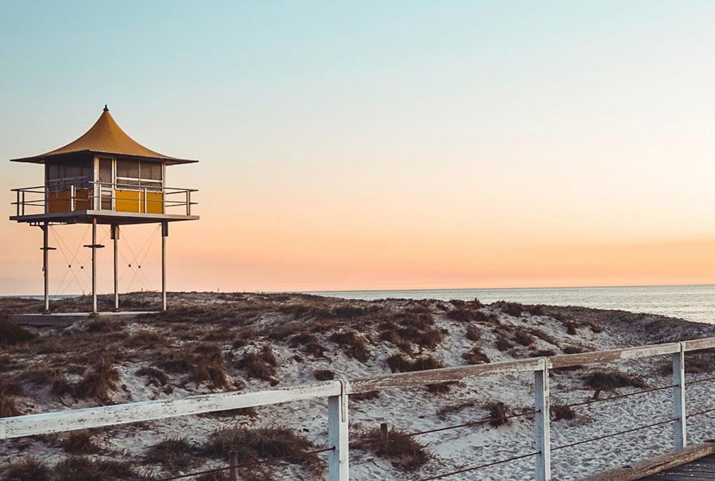 Semaphore Beach with families enjoying the waterfront